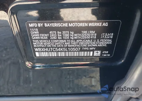 2019 BMW X1 Sdrive28I z USA, uszkodzony, nr VIN WBXHU7C54K5L10507